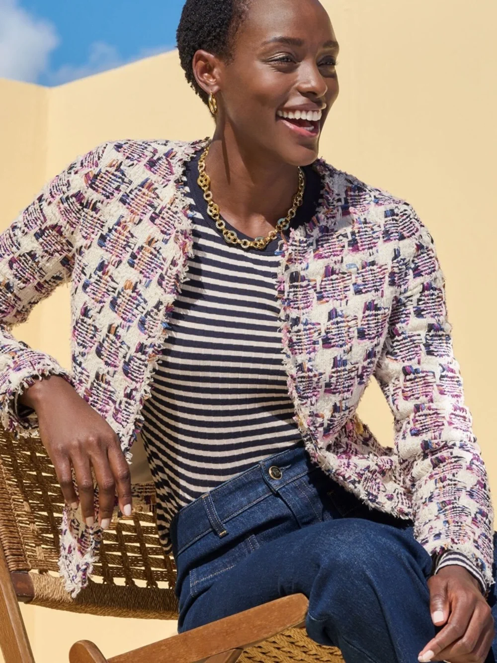 TALBOTS NWT 12 Collarless Tweed Jacket • Classic Business Casual Office Preppy - Picture 12 of 14